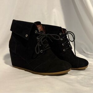 Black Wedge Booties Size 6